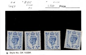 Great Britain, Postage Stamp, #285 (4 Ea) Mint Hinged, 1950 King George (AC)