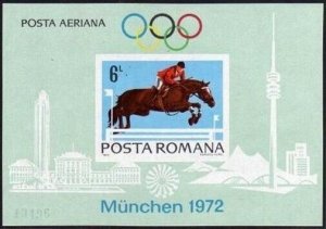 Romania C186a-C187a sheets,MNH.Michel Bl.94,98. Olympics Munich-1972.Equestrian,