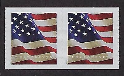 Catalog # 5158 Pair Coil Stamps Old Glory Flag Stars and Stripes