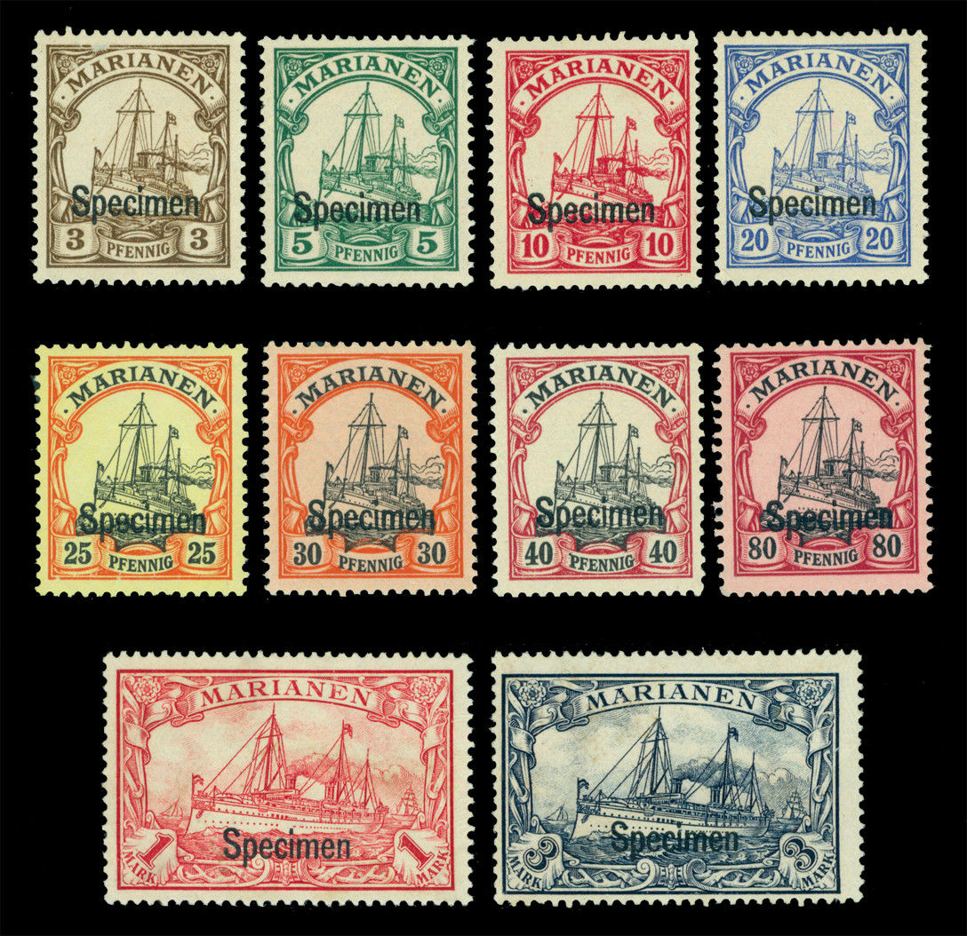 German Colonies MARIANA ISLANDS 1901 Kaiser's YACHT "SPECIMEN" ovpt