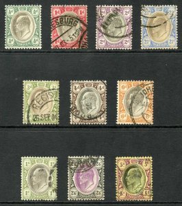 Transvaal SG244/54 1902-03 KEVII Part Set of 10 Used