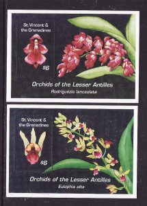 St Vincent-Sc#2043-44-two unused NH sheet-Flowers-Orchids-1994-