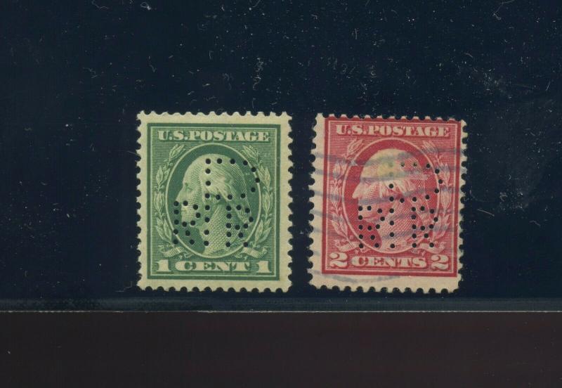 Scott #405 & 406 Var PRR Canal Zone Official 'P' PERFIN Precursor RARE Stamps