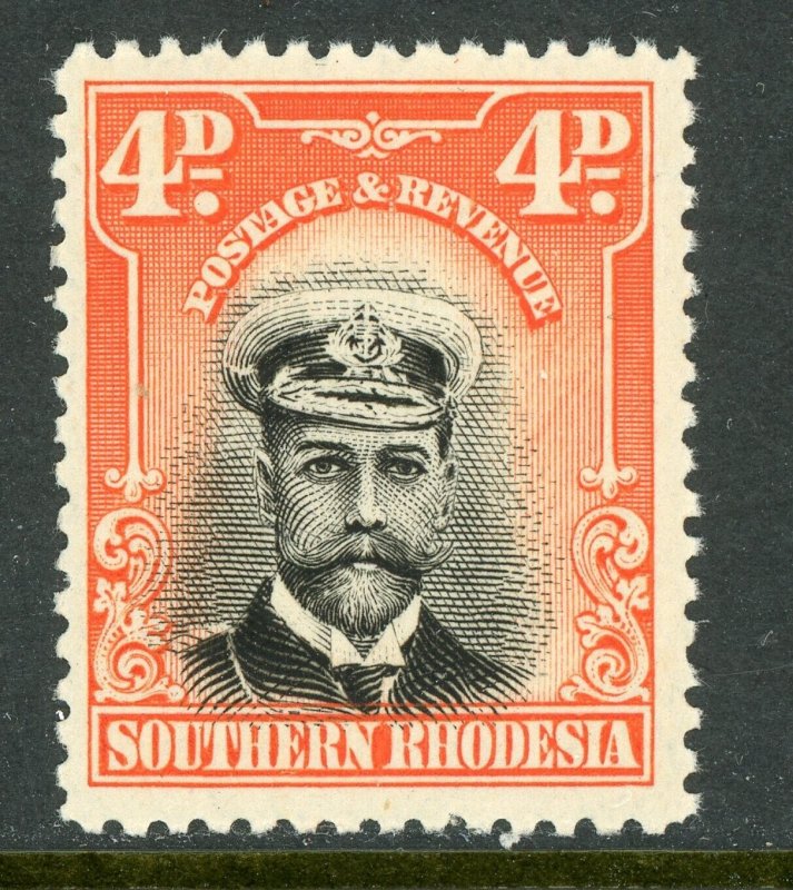 Southern Rhodesia 1924 British KGV 4d Black & Orange Red Scott #6 Mint A915