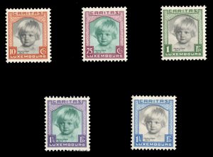 Luxembourg #B45-49 Cat$30.80, 1931 Child Welfare, complete set, hinged