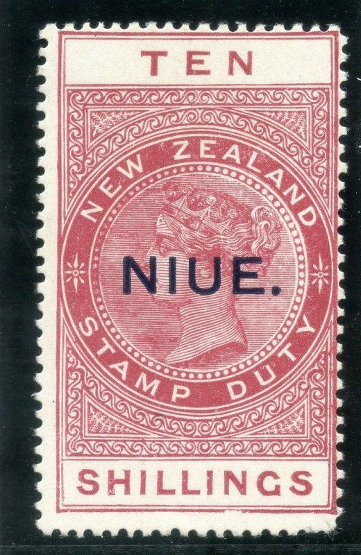 Niue 1927 QV Postal Fiscal 10s brown-red MLH. SG 37b.