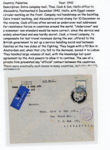 PALESTINE WWII LOT OF FIVE CENSORED COVERS ON ANNOTATED PAGES