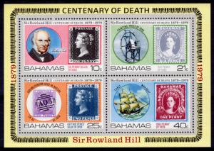 Bahamas 1979 Sc#453a Penny Black/Stamps on Stamps/Ship/Rowland Hill S/S (1) MNH