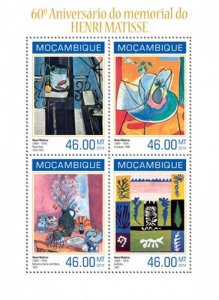 Mozambique - 2014 French Artist  Henri Matisse 4 Stamp Sheet 13A-1454