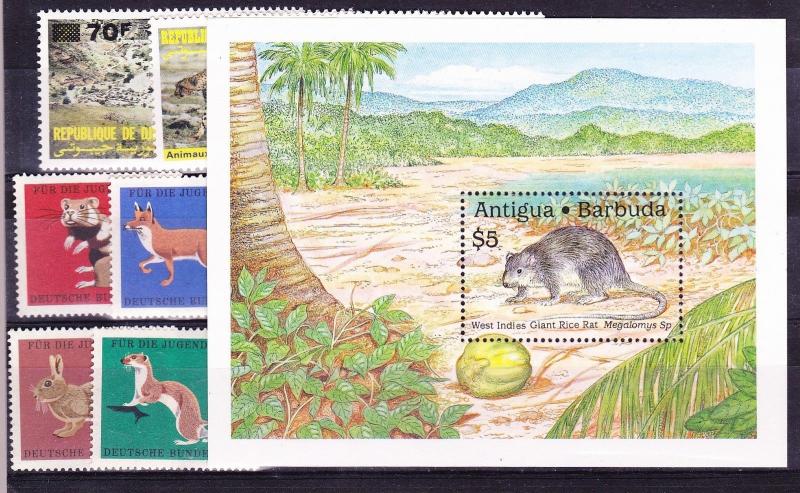 Wildlife MNH stamp complete Djibouti Tunisia Bulgaria Israel WWF Camel horse cat