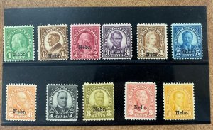 669-679 Mint hinged Set  Nebr.  Overprint F/VF 1929 10c VF