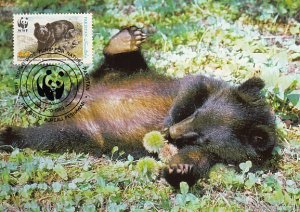 Pakistan 1989 Maxicard Sc #719b 4r Himalayan black bear WWF