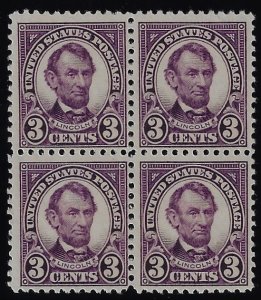 Scott #555 - $100.00 – F/VF-OG-NH – Block of four with great color.