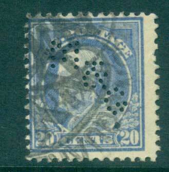 USA 1912-14 Sc#419 20c ultramarine Franklin Perf 12 Wmk S/L Perfin FU lot68977