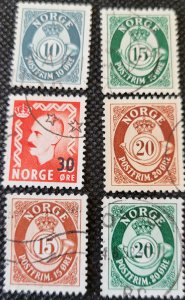 Norway, 1950-52, Post Horns redrawn + Haakon VII revalued, used, SCV$4.55