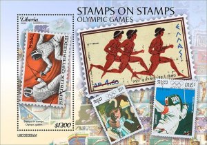 LIBERIA- 2023 - Stamps on Stamps, Olympics - Perf Souv Sheet - Mint Never Hinged