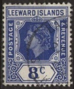 Leeward Islands 140 (used) 8p Elizabeth II, dp ultra (1954)