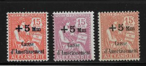 French Alexandria 1927-30, Scott # B2-B4, VF MLH* (FR-1)