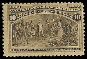 # 237 Black Brown Mint Never Hinged Columbus Presenting Natives SCV-250.00