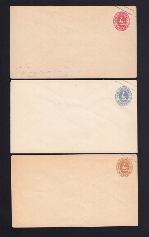 GERMAN STATES: BRUNSWICK Michel #U7a/U12B Mint Envelopes