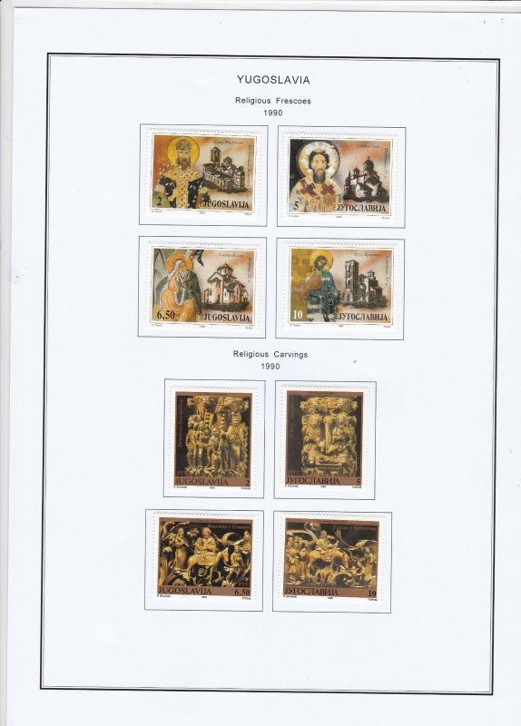 yugoslavia religious frescoes/carvings & others 1990 stamp page refs18324