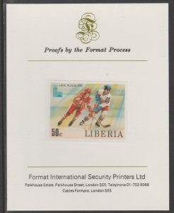 LIBERIA 1980 LAKE PLACID OLYMPICS  imperf proof mounted on Format Int Proof Card