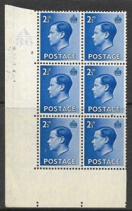 2½d Edward VIII Definitive Control A36 Cylinder 2 No Dot UNMOUNTED MINT