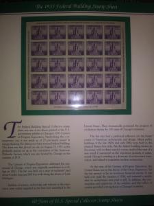 SCOTT # 731 SOUVENIR SHEET MOUNTED ON HISTORY SHEET  10/8