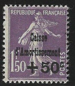 France-Scott #B37 Semi-Postal, MNH, Overprint of A22,  CV $190