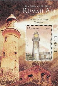 *FREE SHIP Historical Buildings Lighthouse Malaysia 2004 Marine (ms) MNH