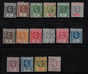 Mauritius KGV 1922-34 set compl. (16)  used. Sg223-237/ Sc 179-195, (c830a