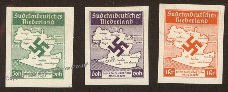 3rd Reich Germany 1938 Czech Sudetendeutsches Niederlande Stamp Set MH Im 104683