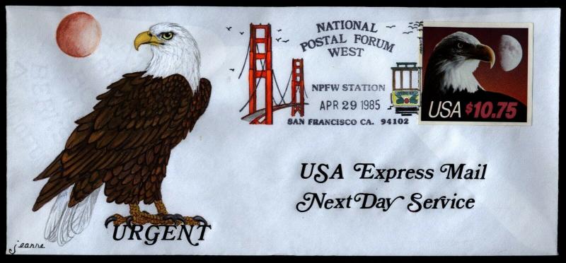 US Scott 2122 $10.75 Hand Painted Express Mail National Postal Forum FDC