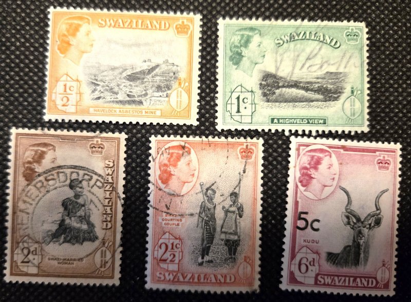 SWAZILAND 1956-61 QE II #55-83 M&U SCV $1.40