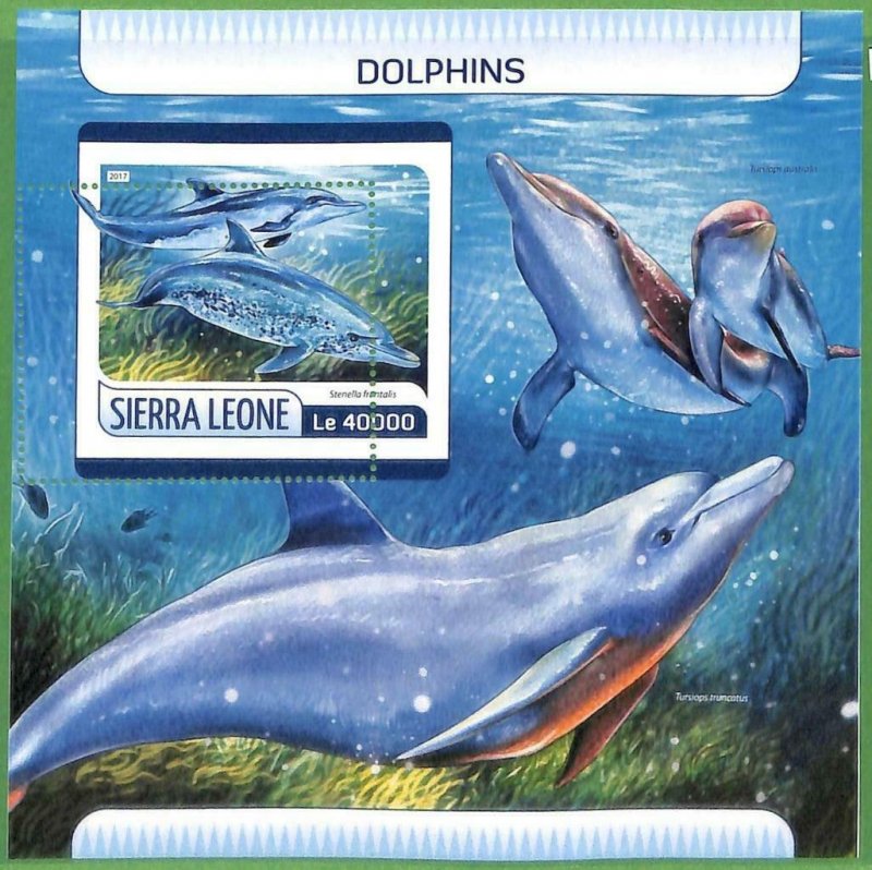 A2482 - SIERRA LEONE - ERROR: MISPERF, Souvenir s - 2017, Dolphins, Marine Life