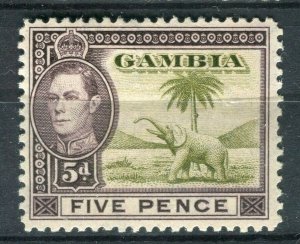 GAMBIA; 1938 early GV Pictorial Mint hinged 5d. value