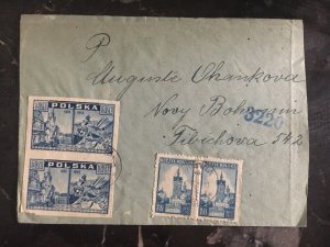 1940s Poland Cover To Novy Czechoslovakia 3z Imperforate Stamps