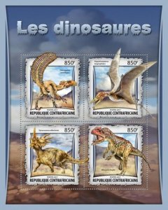 Central Africa - 2017 Dinosaurs on Stamps - 4 Stamp Sheet - CA17006a