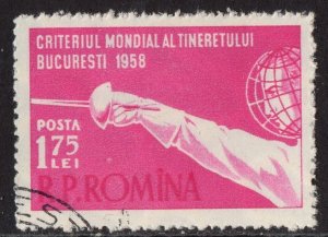 Thematic stamps ROMANIA 1958 YOUTH FENCING 2573 used