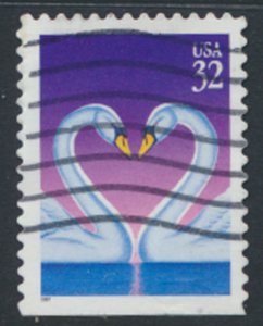 USA   SC# 3123  Love Swans   Used    Bottom Imperf 1997  as per scan         