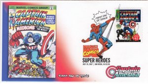 AO-4159o-1, 2007, Marvel Comics Super Heroes, FDC, Add-on Cachet, DCP, Captain A