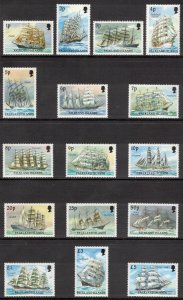 FALKLAND ISLANDS 1989 Ships of Cape Horn; Scott 485-500, SG 567-82; MNH