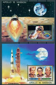 UMM AL QIWAIN, APOLLO 15, PAIR OF SOUVENIR SHEETS, MNH