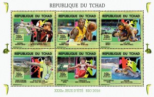 Chad 2016 Imperf. Olympic Games Summer / Rio 2018 Sheetlet No. 2816 - 2827 – BL
