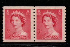 Canada Sc 332 1953 3c QE II  stamp pair mint NH