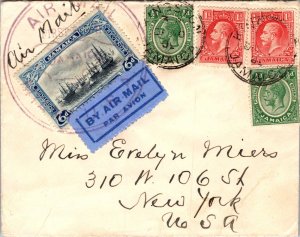 1930s Kingston Jamaica Air mail First Flight Cover FFC To New York NY USA