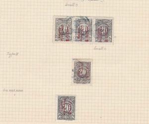 COLOMBIA 1918 OVERPRINT  STAMPS STUDY ON 1 PAGE MOUNTED MINT & USED  REF 5326