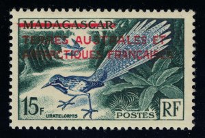 FSAT TAAF Long-tailed Ground Roller Bird Ovpt 1955 MNH SC#1 SG#1 MI#1