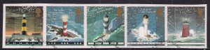 GB 1998 QE2 Set Lighthouses Ex Fdc used on paper ( B116 )