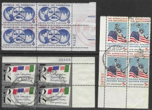 US #1162,1310,1320  used plate blocks. Nice.